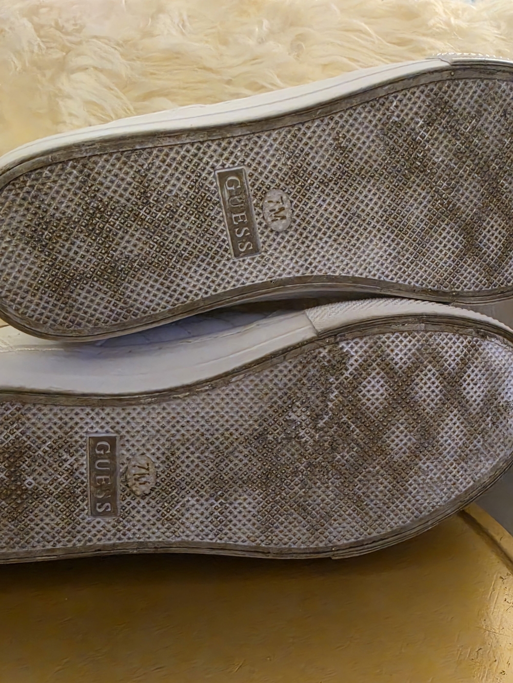 GUESS White Quilted Lace-Up Sneakers with Gold Accents - Picture 8 of 8